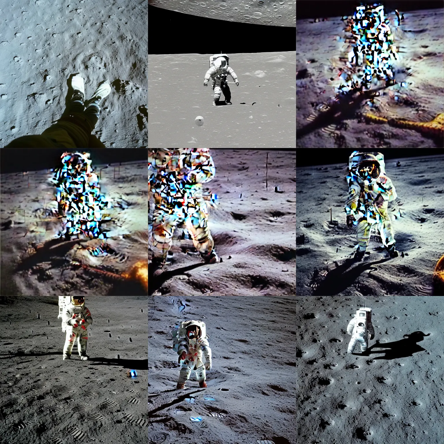 Prompt: Astronaut on the moon seeing the Earth's last day