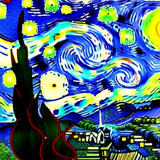 Image similar to portrait of a giant shouting ( ( stay puft marshmallow man ) ) in the style of starry night by vincent van gogh intricate detail, low angle, blockbuster ghostbusters movie