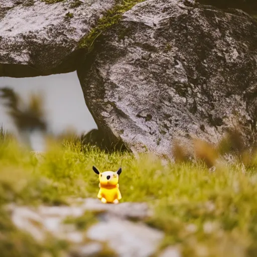 Prompt: photograph of a wild pikachu taken while hiking in the alps, 8k, nature photography