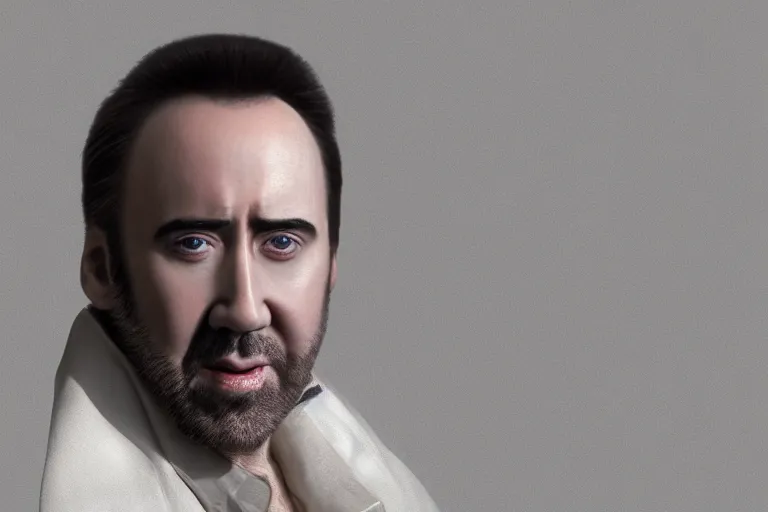 Image similar to nicolas cage, 8k, photorealistic, high resolution, highly detailed, render