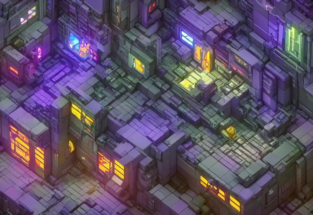 Image similar to magicavoxel cyberpunk house, magicavoxel cinematic lighting, 4k