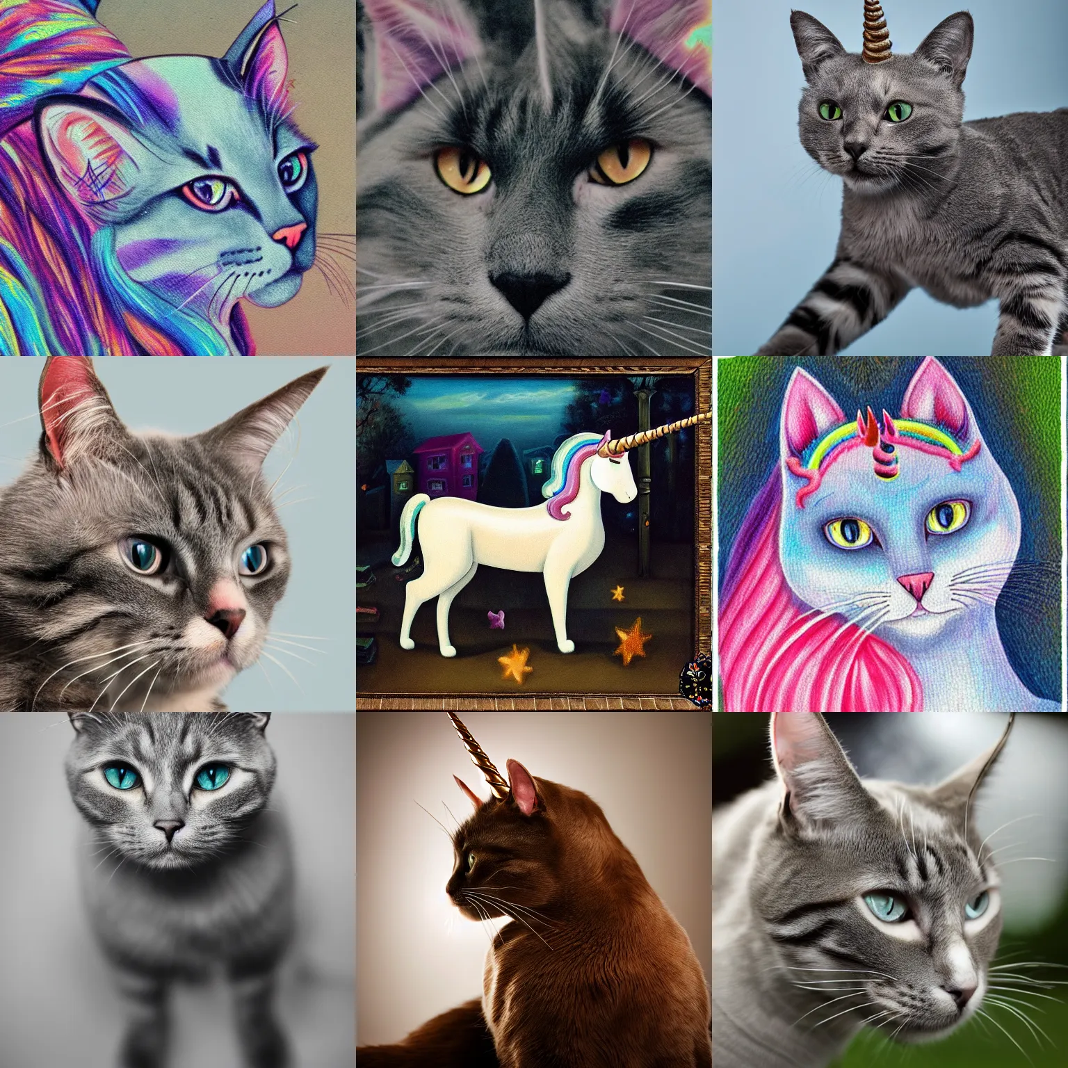 Prompt: photo of a cat-unicorn, high detail
