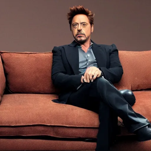 Image similar to robert downey jr sitting on the couch