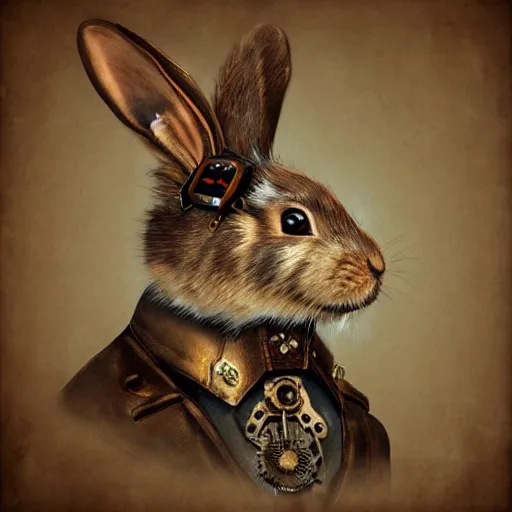 Prompt: photorealistic portrait of a steampunk rabbit