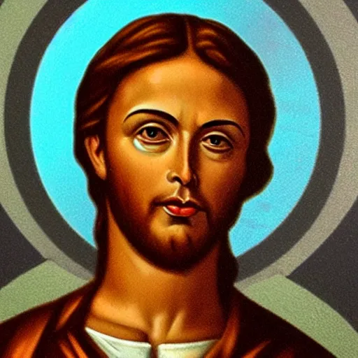 Image similar to Religious icon of Elon Musk as Jesus Christ