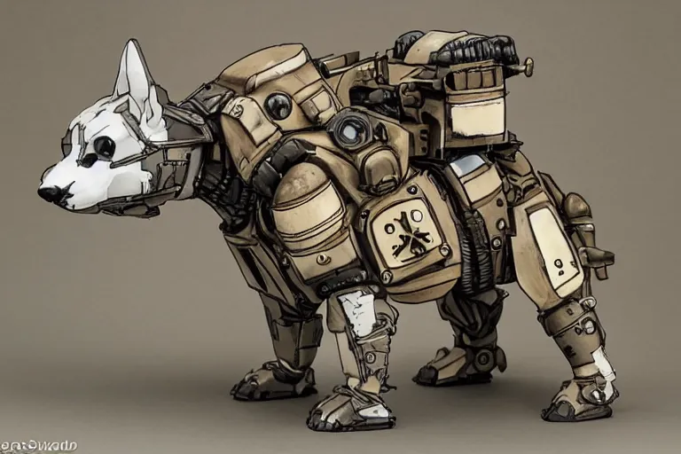 Image similar to heavily armoured mechanical corgi by studio ghibli