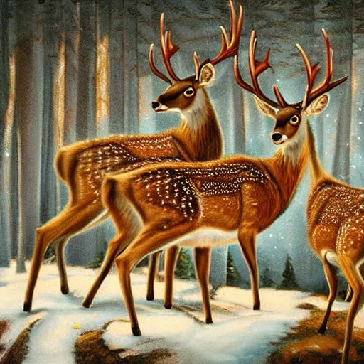 Prompt: three deers having a cool birthday party, photo, highly detailed