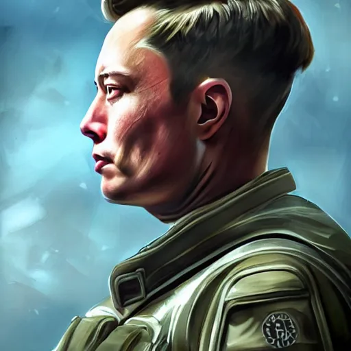 Image similar to Muscular elon musk as a soldier , historical photo , digital art , trending on artstation , Hyperdetailed , CGSociety