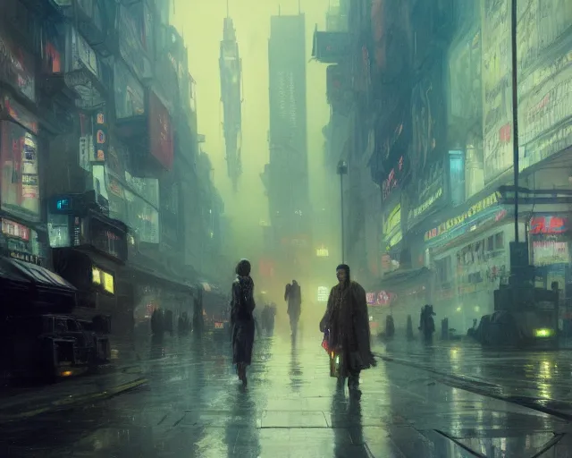 Image similar to 2 0 1 8 blade runner movie still girl look at the cityscape from roof perfect face fine realistic face pretty face neon puffy jacket blue futuristic sci - fi elegant by denis villeneuve tom anders zorn hans dragan bibin thoma greg rutkowski ismail inceoglu illustrated sand storm alphonse mucha