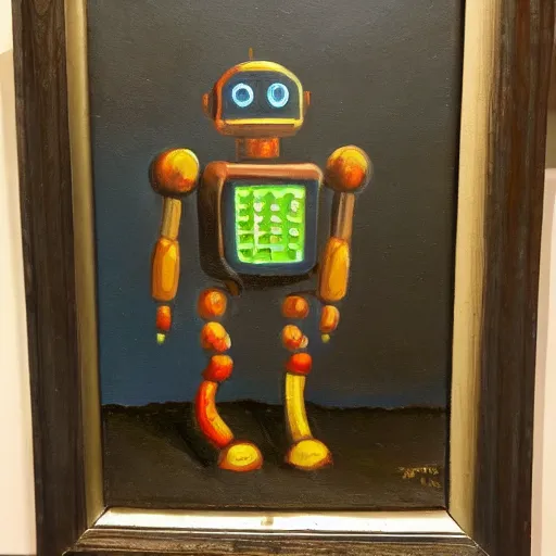 Prompt: oil painting of robots from hell