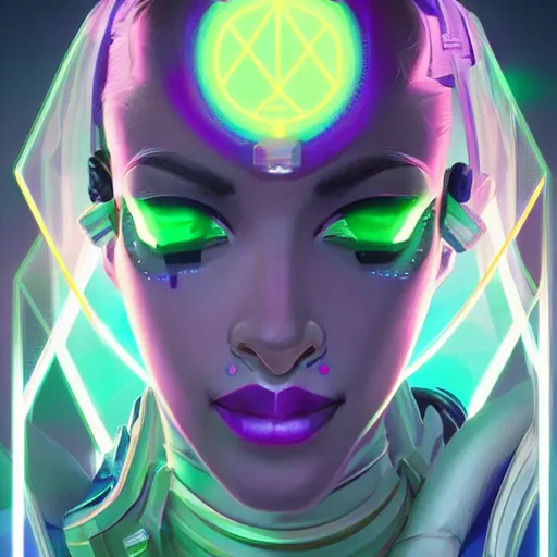 Prompt: symmetry portrait of sombra from overwatch in a retrowave setting, sci - fi, tech wear, glowing lights intricate, elegant, highly detailed, digital painting, artstation, concept art, smooth, sharp focus, illustration, art by artgerm and greg rutkowski and alphonse mucha