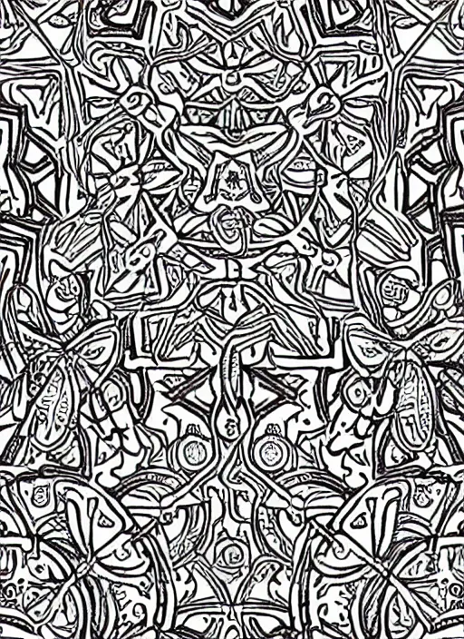 Image similar to lsd molecule morphing in sacred geometries, pattern, black and white, outline, highly detailed, intricate