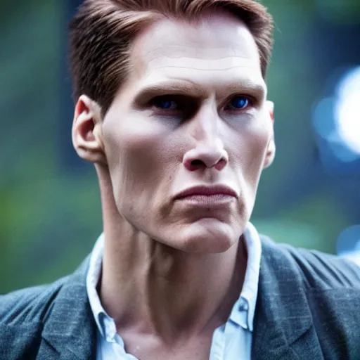 Image similar to Live Action Still of Jerma in The Hunger Games, real life, hyperrealistic, ultra realistic, realistic, highly detailed, epic, HD quality, 8k resolution, body and headshot, film still