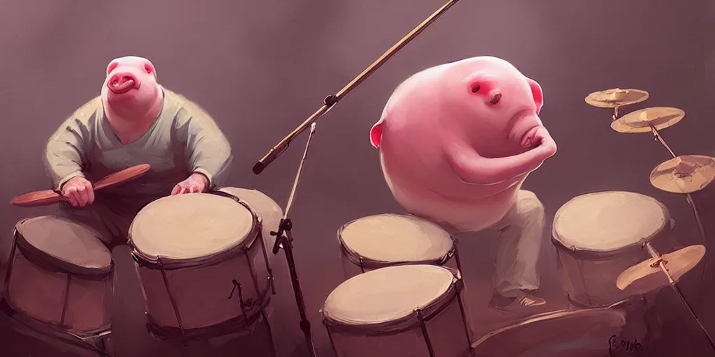 Image similar to blobfish play on drums greg rutkowski