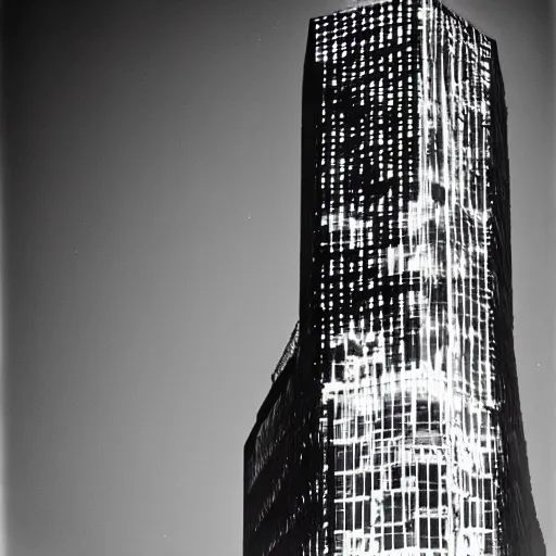 Image similar to Front view of panopticon tower, Shutter Speed, Neon lights, XAVC, Gelatin silver print, Panorama, Terry O'Neill