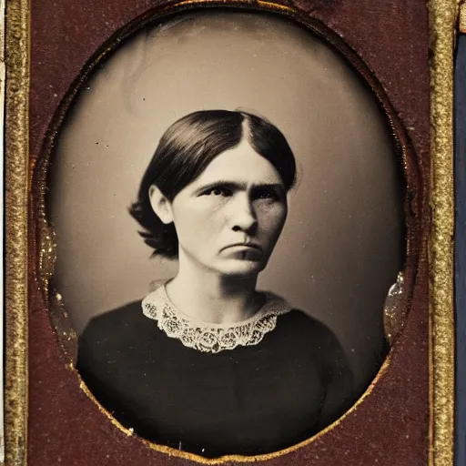 Image similar to A woman with a hamburger head, ambrotype