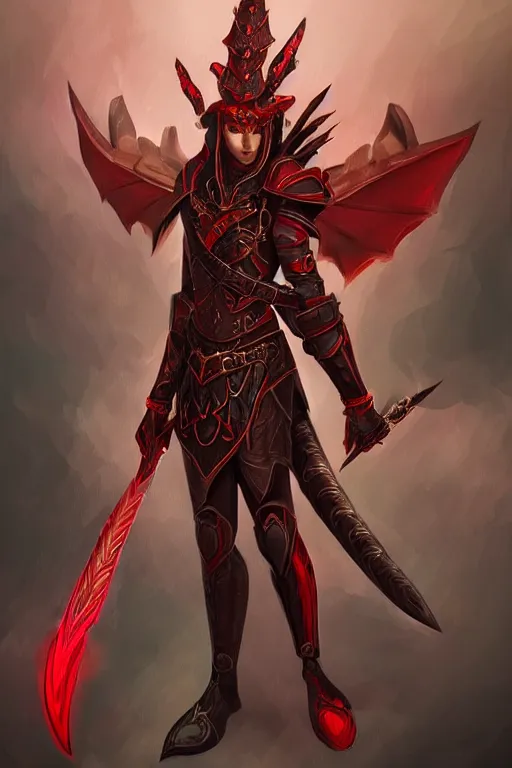Image similar to beautiful, digital art of an elegant, intricate, beautiful, colourful, archer, black draconic - leather, red as a secondary color, full body armor. artstation, rpg, beautiful complex background. runescape by erak note, tooth wu, neil richards, kan liu, siwoo kim