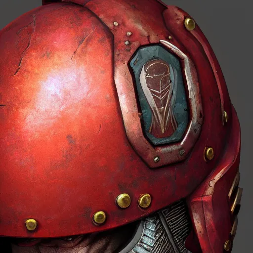 Image similar to close up of a doom marines praetor helmet, au naturel, hyper detailed, digital art, trending in artstation, cinematic lighting, studio quality, smooth render, unreal engine 5 rendered, octane rendered, art style by klimt and nixeu and ian sprigger and wlop and krenz cushart