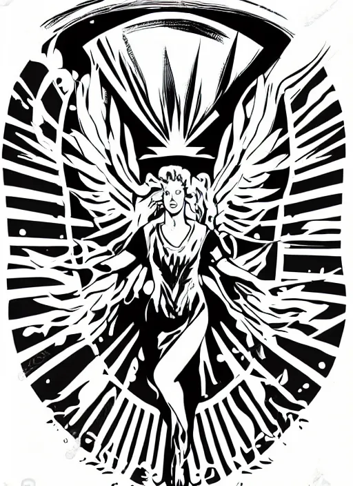 Image similar to white phoenix on salt mountain simple background simplified design geometric graphic design Richard Amsel style