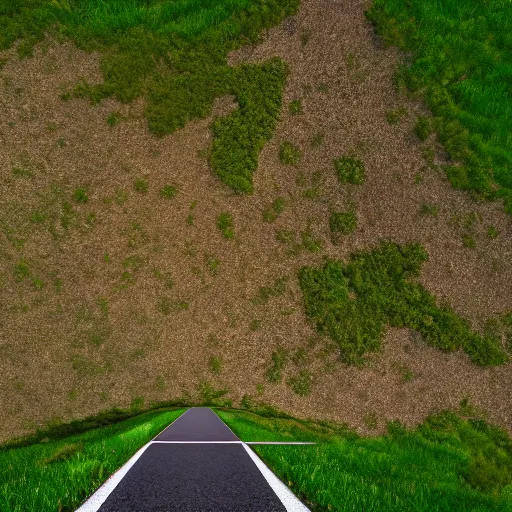 Image similar to topdown fotage of an old abandoned road