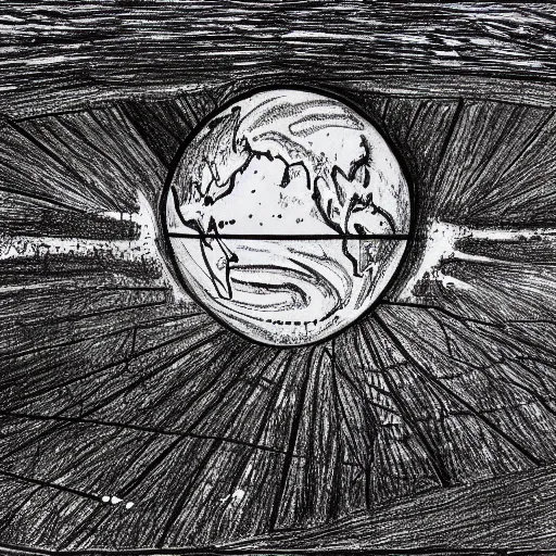 Image similar to a drawing of an uninhabitable earth