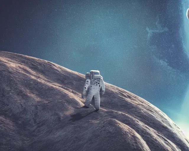 Prompt: astronaut exploring an unknown planet of eden. octane render,4k, f32,55mm photography,wide angle