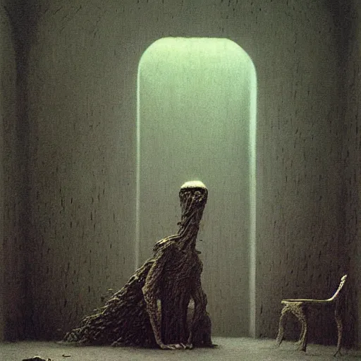 Prompt: monster in backrooms by zdzislaw beksinski