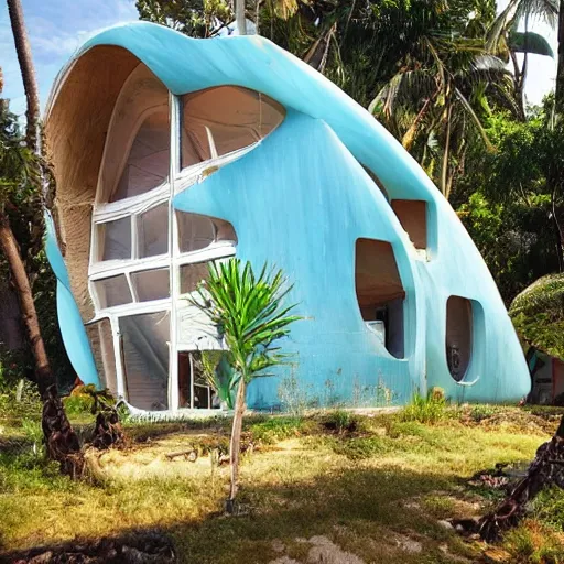 Image similar to biopunk house in beach