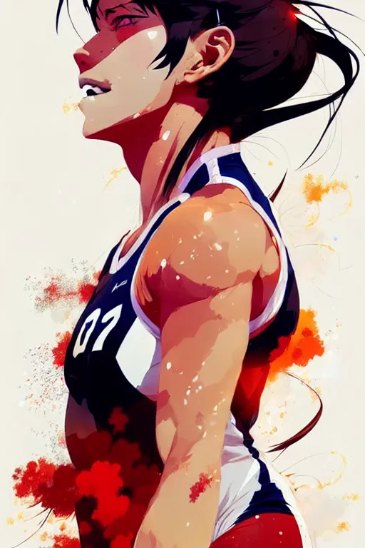 Image similar to a ultradetailed beautiful panting of a female volleyball player, by conrad roset, greg rutkowski and makoto shinkai, trending on artstation