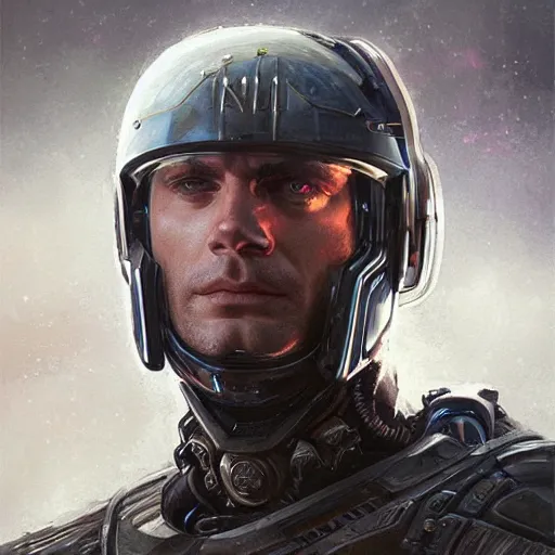 Image similar to henry cavill as a realistic scifi cyberpunk knight, closeup portrait art by donato giancola and greg rutkowski, realistic face, digital art, trending on artstation, skull helmet, symmetry!!!