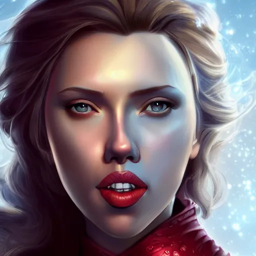 Image similar to scarlet Johansson in the style of a fantasy hero, digital art, artstation