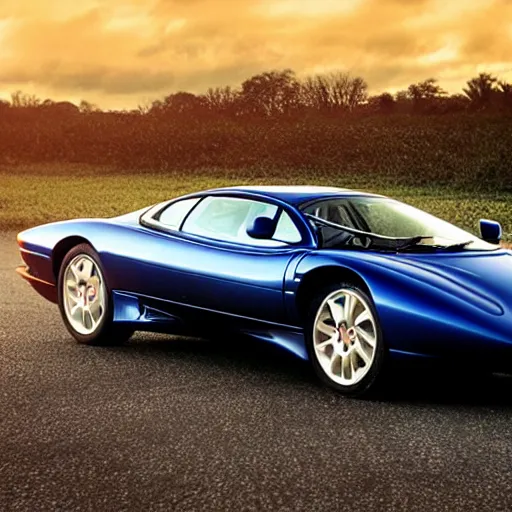 Image similar to “Jaguar XJ220 brochure photo, cinematic, 4K”