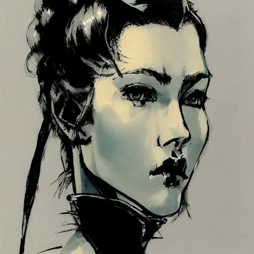 Image similar to regal - looking woman with pigtails, yoji shinkawa