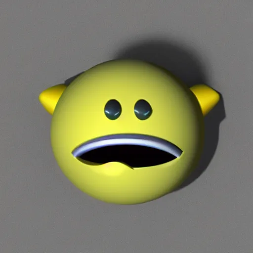 Image similar to a terrible 3 d render of a shocked emoji