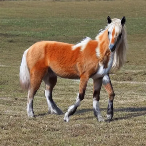 Prompt: Horse x Fox, species fusion, selective breeding