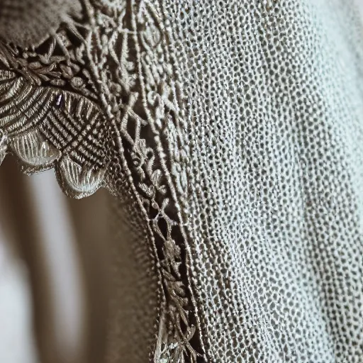 Prompt: close up photograph of smocked fabric, intricate smocking pattern, fabric manipulation, intricate detailing, beading