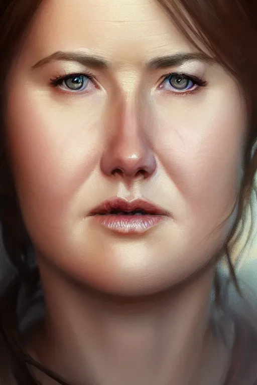 Image similar to ultra detailed close up facial portrait of 2 0 year old lucy lawless, extremely detailed digital painting, in the style of fenghua zhong and ruan jia and jeremy lipking and peter mohrbacher, mystical colors, rim light, beautiful lighting, 8 k, stunning scene, raytracing, octane, trending on artstation