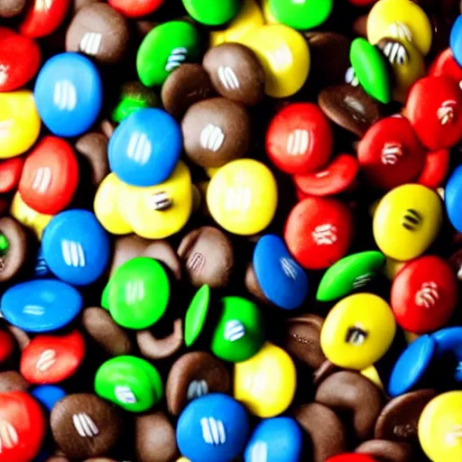 Prompt: a pile of m & m candies forming the face of eminem