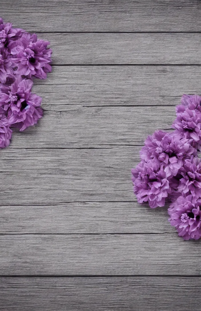 Prompt: light and clean soft cozy background image with soft, light - purple flowers on pale gray rustic boards, background, cottagecore, photorealistic, backdrop for obituary text