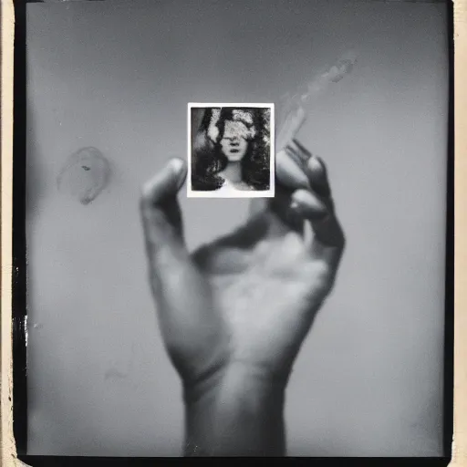 Image similar to a photo of woman hand with a cigarette, polaroid,