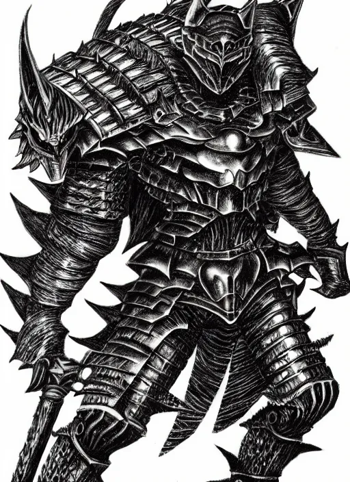 Image similar to demon wolf armored knight by kentaro miura