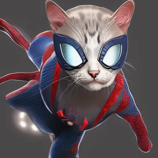 Prompt: cat in a spiderman suit, hyperdetailed, artstation, cgsociety, 8k