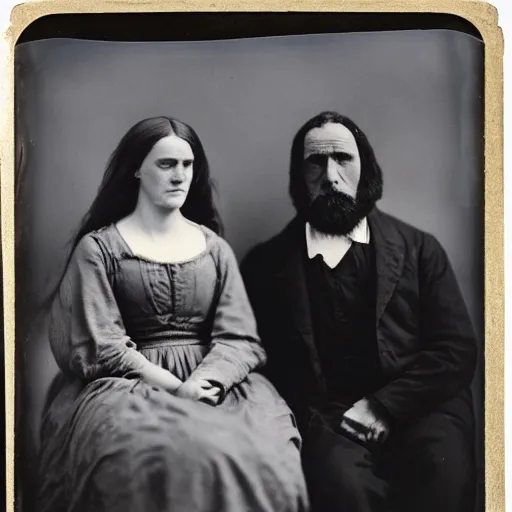 Image similar to the simpsons, tintype photo of homer and marge by julia margaret cameron 1 8 8 0 s, realistic, body shot, sharp focus, 8 k high definition, insanely detailed, intricate, elegant