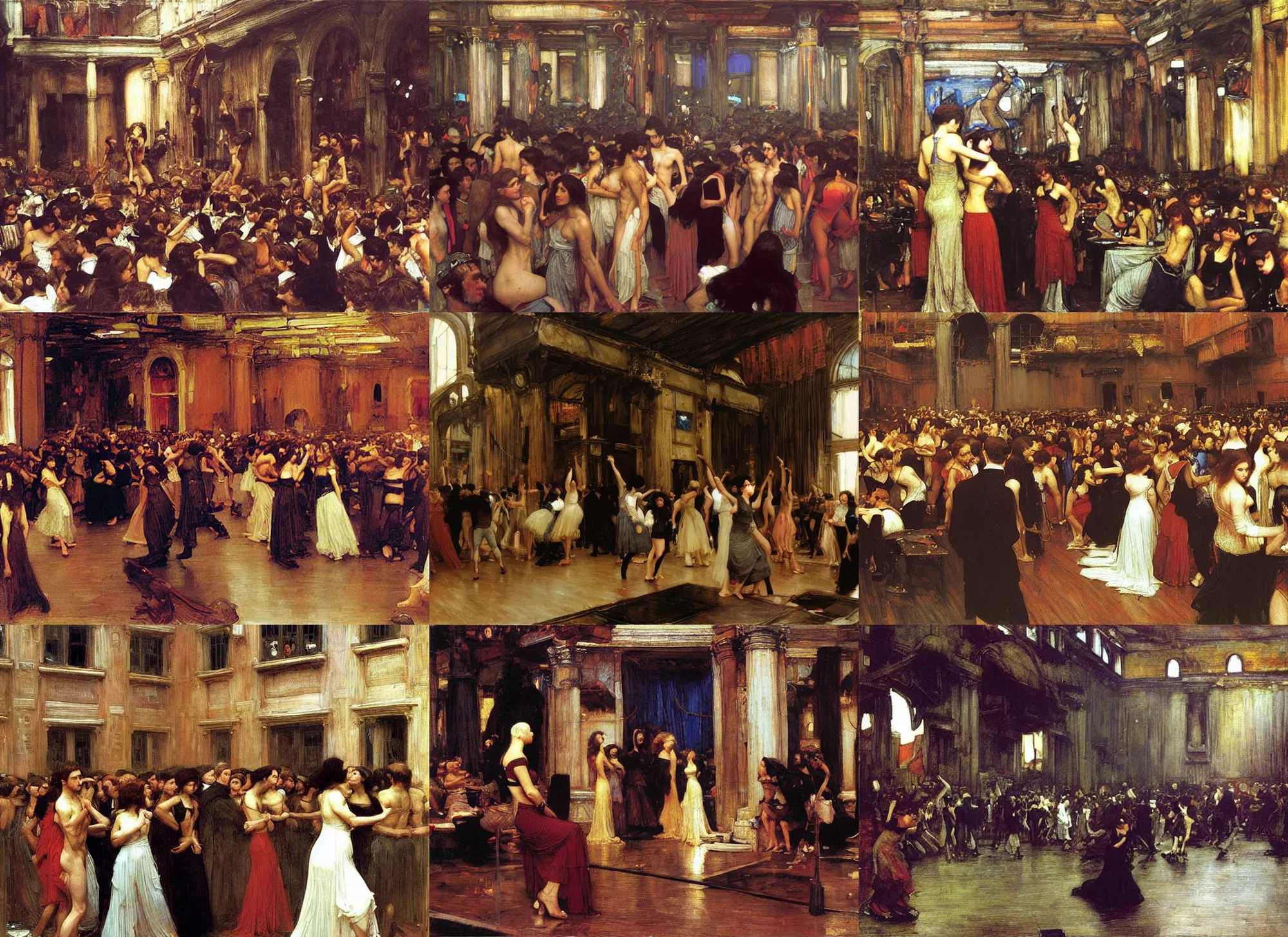 Prompt: Studio 54, painted by John William Waterhouse