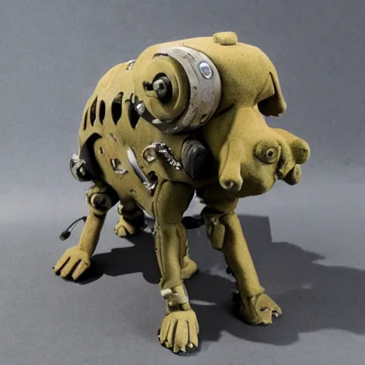 Prompt: hybrid of a cyborg dog and a stone golem.