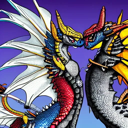 Prompt: two transgender dragons kissing