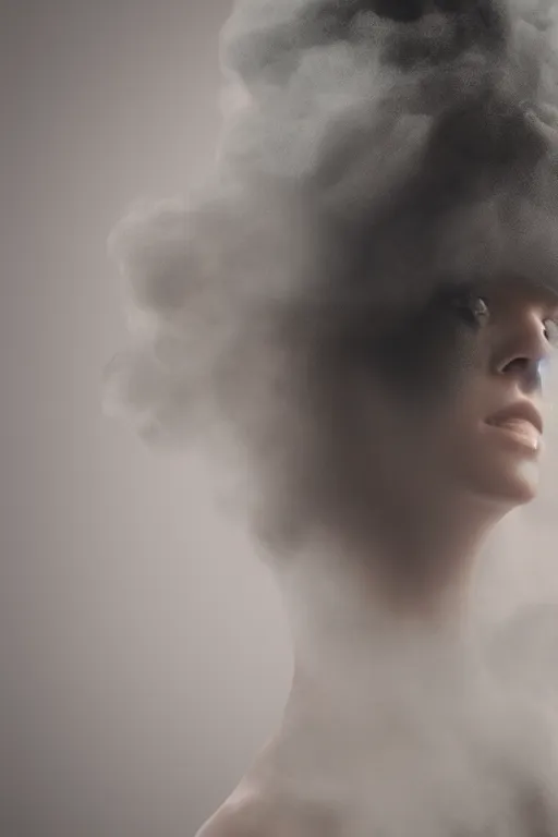 Prompt: a woman made entirely of smoke, dancing, atmospheric, octane render, volumetric light