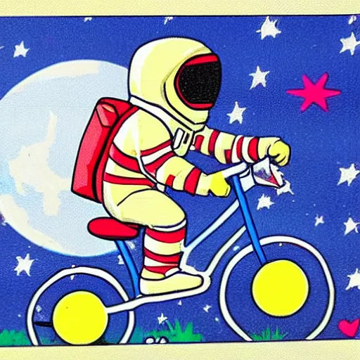 Prompt: astronaut riding a bike to the moon