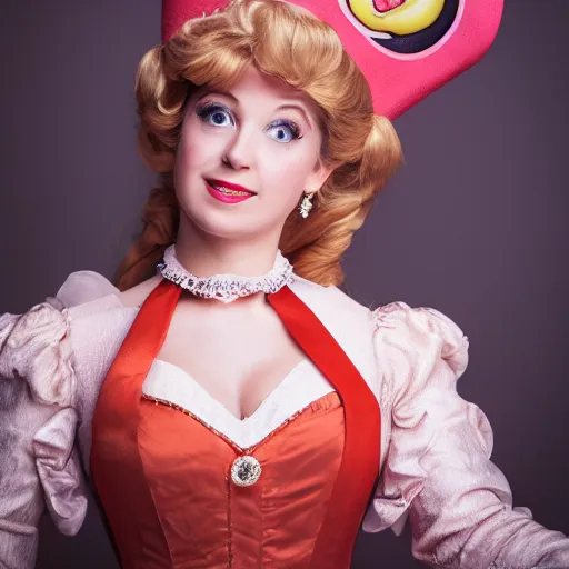 Image similar to professional portrait photography of princess peach in an opera