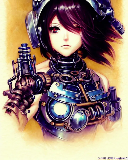 Image similar to portrait Anime Girl in mechanical armor steampunk cute-fine-face, pretty face, realistic shaded Perfect face, fine details. Anime. Bioshock steampunk realistic shaded lighting by katsuhiro otomo ghost-in-the-shell, magali villeneuve, artgerm, rutkowski Jeremy Lipkin and Giuseppe Dangelico Pino and Michael Garmash and Rob Rey